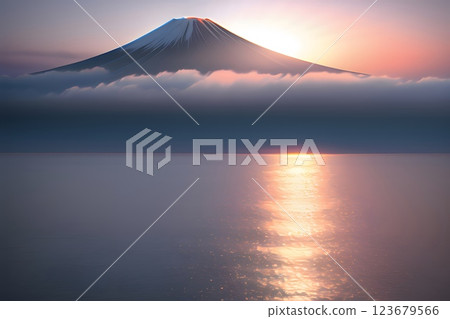 Mt. Fuji and sea of clouds, spectacular background 123679566