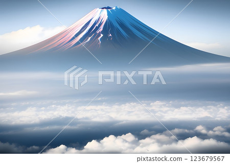 Mt. Fuji and sea of clouds, spectacular background 123679567