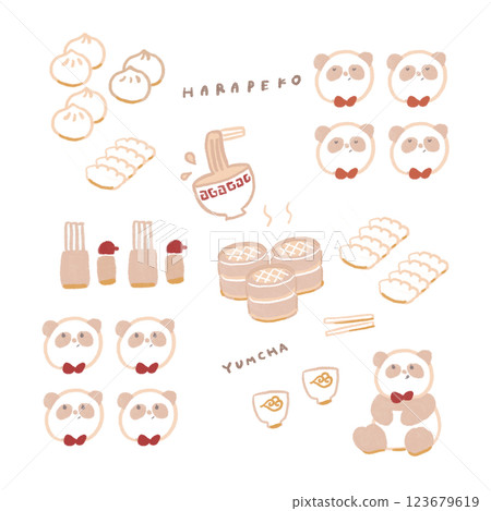 Cute Chinese food illustration icon set 123679619