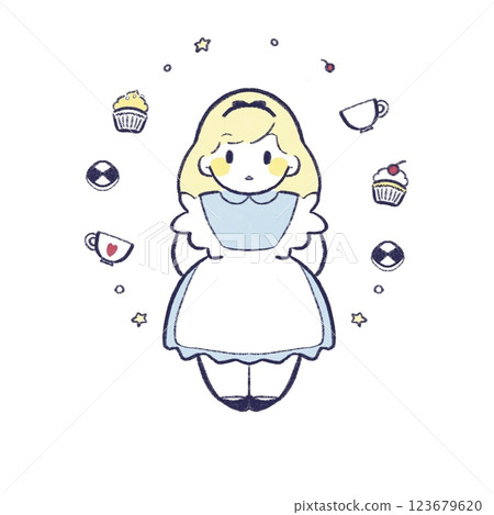 穿著簡單女僕裝的女性的下午茶裝飾 123679620