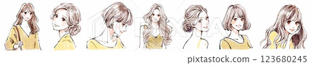 婦女和女孩插畫素材集 123680245