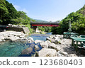 Hakone tourist spot, Hatajuku clear stream trout fishing spot 123680403