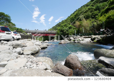Hakone tourist spot, Hatajuku clear stream trout fishing spot Hakone tourist spot, Hatajuku clear stream trout fishing spot 123680404