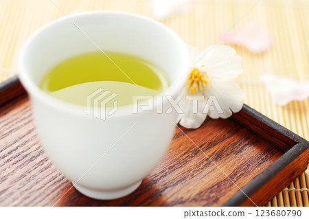 Spring tea (green tea) 123680790