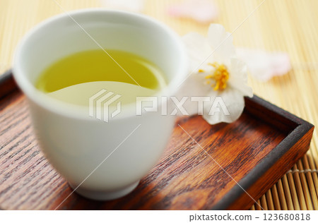 Spring tea (green tea) 123680818