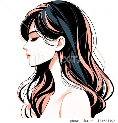 Beautiful women's profile Beautiful women's profile 123681402