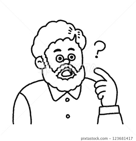 Huh? Me? A surprised man line drawing 123681417