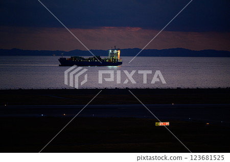 Airport at dusk: Kobe Airport 123681525