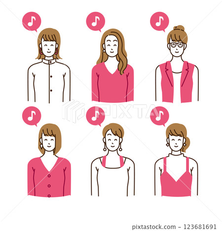 Simple Flat: Happy women in casual clothes 123681691