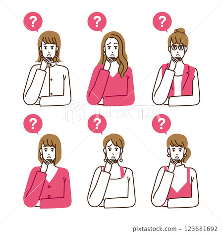 Simple Flat Women who are in trouble and have doubts 123681692