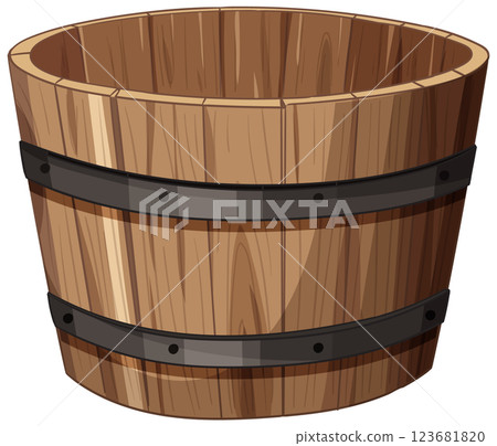 Wooden Bucket Vector Illustration 123681820