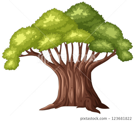 Lush Green Tree Vector Illustration 123681822