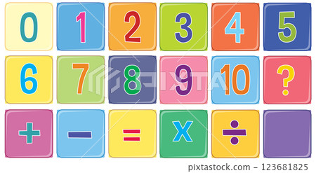 Colorful Numbers and Math Symbols 123681825