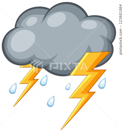 Storm Cloud with Lightning and Rain Drops 123681864