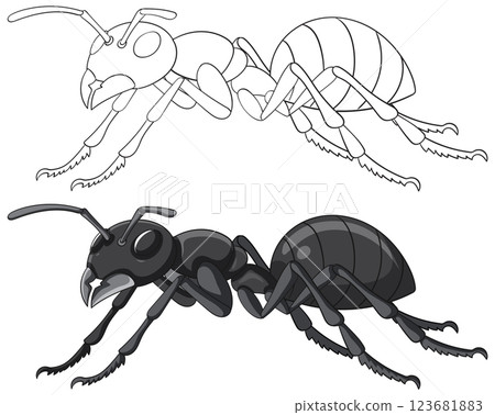 Detailed Ant Vector Illustration and Outline Detailed Ant Vector Illustration and Outline 123681883