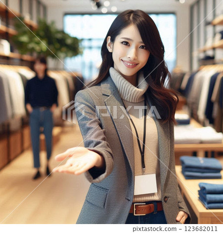 一位女服飾店經理微笑著為顧客服務 123682011