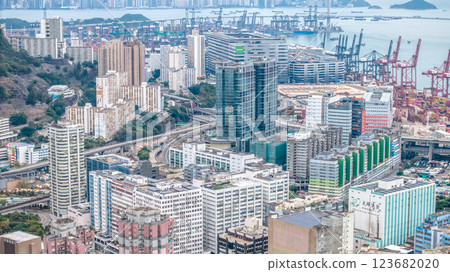 Feb 23 2025 Panoramic View of Urban Skyscrapers and Port in the City 123682020