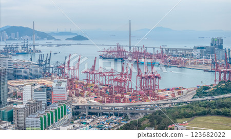 Feb 23 2025 Container Port Infrastructure with Cranes and Waterfront 123682022