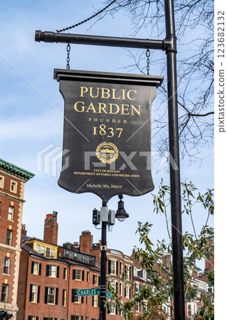Boston Public Gaden hanging sign Boston Public Gaden hanging sign 123682132
