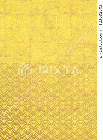 金色和紙與青外波花紋 123682303