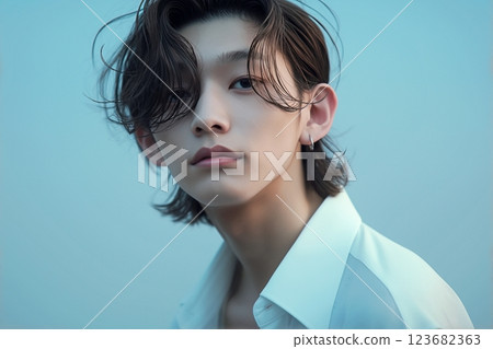 Young handsome man/hairstyle/skin care "AI generated images" 123682363