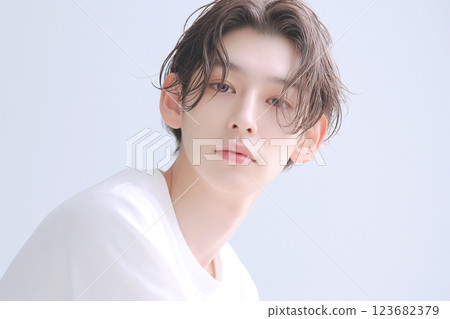 Young handsome man/hairstyle/skin care "AI generated images" 123682379
