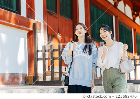 Women traveling in Nara Women traveling in Nara 123682476