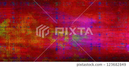 Vibrant Grunge Texture with Red, Purple, and Gold Accents 123682849