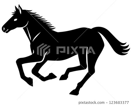 Running horse silhouette illustration 123683377