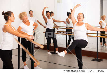 Woman dancing ballet in studio Woman dancing ballet in studio 123683587