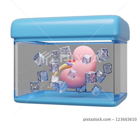 3d realistic human kidney in cold storage tank isolated. organ transport, world kidney day concept, 3d illustration render 3d realistic human kidney in cold storage tank isolated. organ transport, world kidney day concept, 3d illustration render 123683610