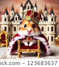 A cute little hamster from a fairy tale who became a king and lives in a castle 123683637