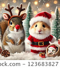 Little Santa and his reindeer 123683827