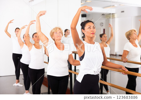 Various aged women dancing ballet 123683886