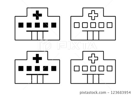 Hospital building icon set 123683954
