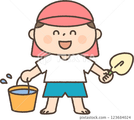 Kindergarten boy playing outside 123684024