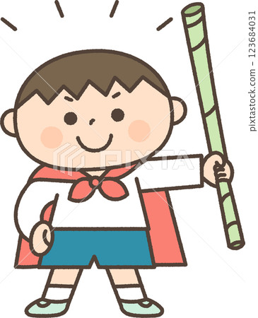 Boy playing hero 123684031