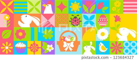 Pastel Easter Bunny Patchwork vector Pastel Easter Bunny Patchwork vector 123684327