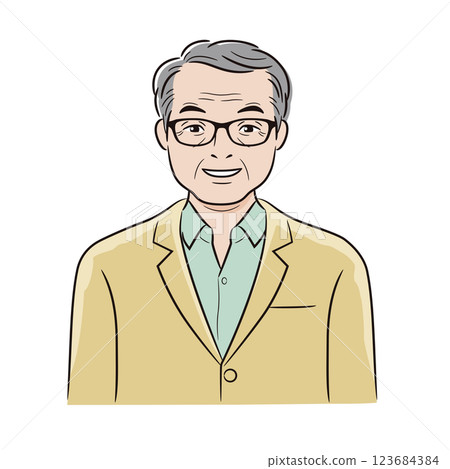 Elderly man wearing glasses, front 123684384