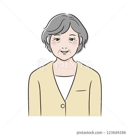 老年婦女,正面 老年婦女,正面 123684386