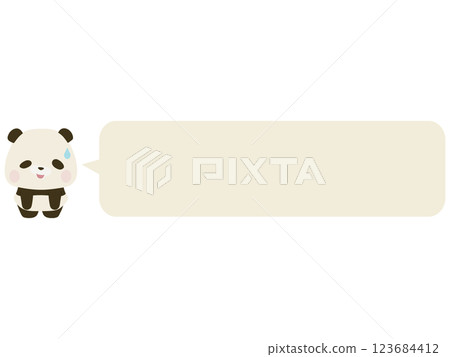 小熊貓苦笑。帶有對話泡泡 小熊貓苦笑。帶有對話泡泡 123684412
