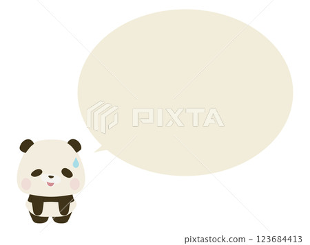 Baby panda with a wry smile. With speech bubble 123684413