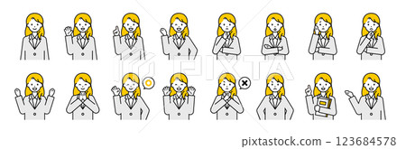 Upper body pose set_simple "business woman" 123684578