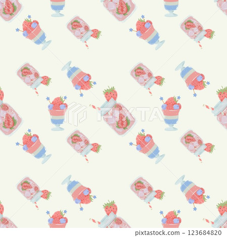 A seamless pattern background celebrating American Independence Day with a cute touch. Fourth of July 123684820