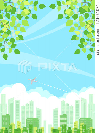 初夏,城市景觀,插圖,飛機,背景,垂直 初夏,城市景觀,插圖,飛機,背景,垂直 123685074