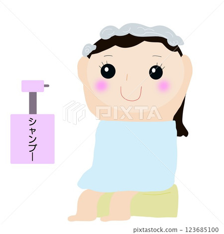 一名婦女在浴室洗頭 一名婦女在浴室洗頭 123685100