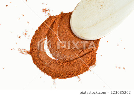Dry ground spice red pepper. 123685262