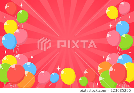 Concentrated line, sunburst, balloon, glitter, light, background illustration, red 123685290