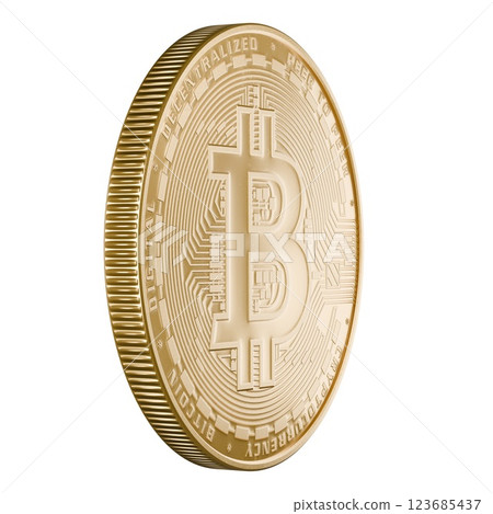 Shiny golden bitcoin symbol isolated. Bitcoin coin. 3d rendering Shiny golden bitcoin symbol isolated. Bitcoin coin. 3d rendering 123685437