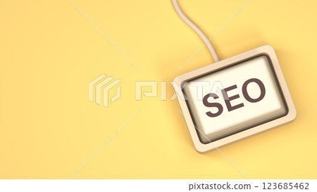 A close-up of a computer keyboard with the word SEO displayed on the key. The button represents search engine optimization, digital marketing, website ranking, and online visibility in the tech world. 123685462